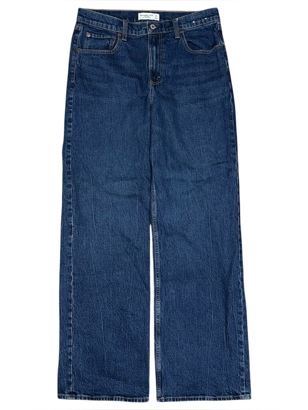Abercrombie & Fitch NWOT 90s Relaxed Straight Jeans High Rise Dark Wash 31 LONG